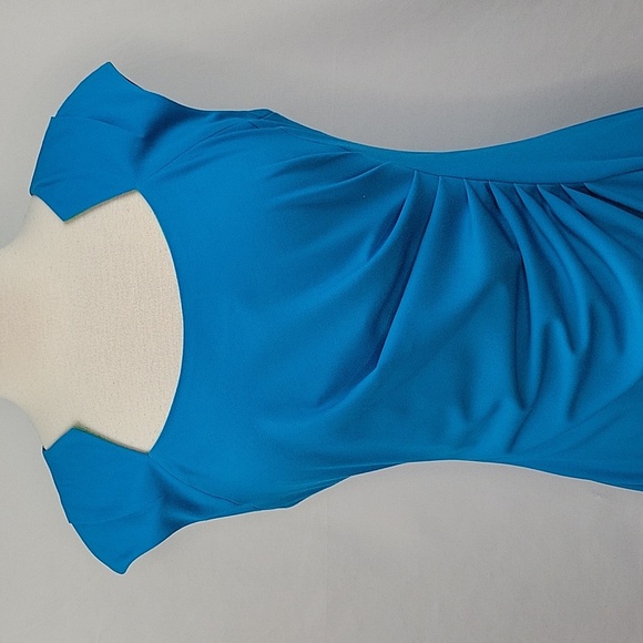 Calvin Klein Ruched Sheath Dress Turquoise Size 12 - Picture 6 of 13